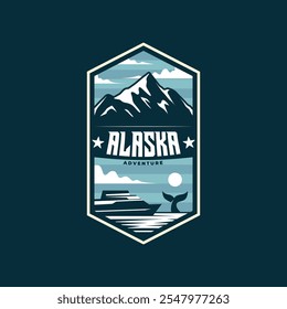 vintage Alaska mountain adventure poster logo vector illustration design. retro Alaska national park emblem logo concept