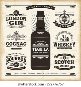 Vintage alcohol labels collection. Editable EPS10 vector illustration with transparency.
