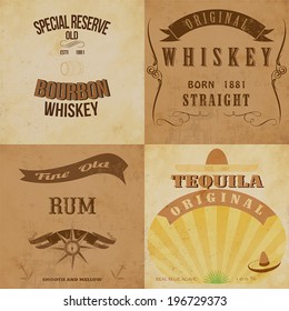 Vintage alcohol labels set. Editable vector EPS10 .