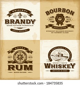 Vintage alcohol labels set. Fully editable EPS10 vector.