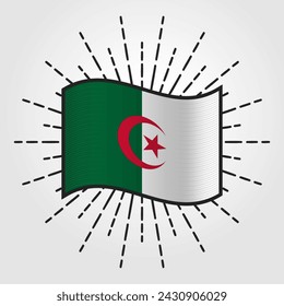 Vintage Algeria National Flag Illustration