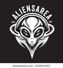 Vintage alien head illustration for clothing and logo design needs