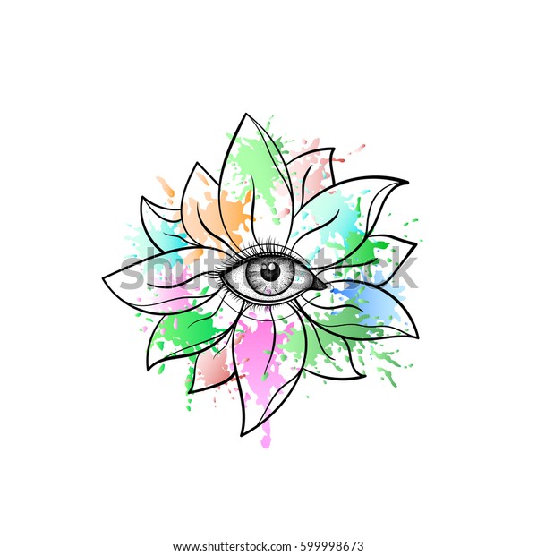 Vintage All Seeing Eye Lotus Flower Stock Vector (Royalty Free) 599998673