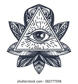 Vintage All Seeing Eye Mandala Lotus Stock Vector (Royalty Free ...