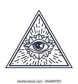 Vintage All Seeing Eye Mandala Providence Stock Vector (Royalty Free ...