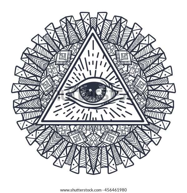 Vintage All Seeing Eye Triangle Mandala Stock Vector (Royalty Free ...