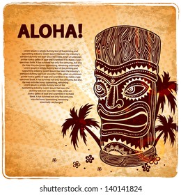 Vintage Aloha Tiki Illustration