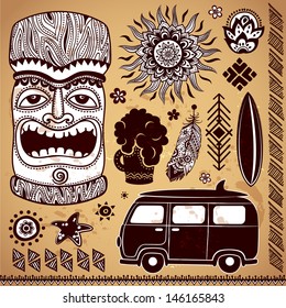 Vintage Aloha Tiki illustration 