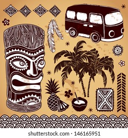 Vintage Aloha Tiki illustration 