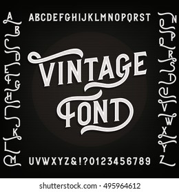 Vintage Alphabet Font With Alternates. Letters, Numbers And Symbols. Retro Vector Typography For Your Design.