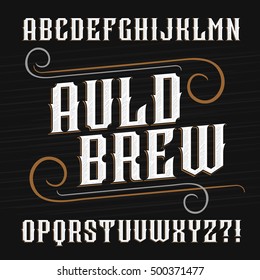 Vintage alphabet font. Ornate letters for labels, headlines, posters etc. Stock vector typography.