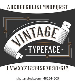 Vintage alphabet font. Rust effect letters and numbers. Retro vector typeface for your design.