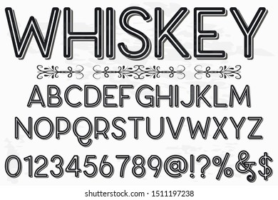 vintage alphabet Font Script Typeface handcrafted handwritten vector label design old style.Shadow Effect.vintage Hand Drawn.Retro Typography.Vector Illustration.
