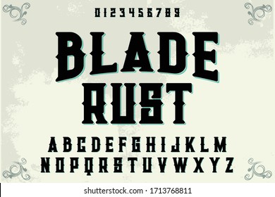 Vintage-Alphabet-Schrift, Vektorillustration der Schrift, schwarzer Stil 