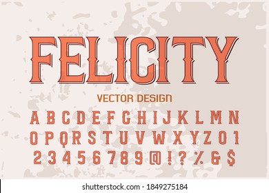 vintage alphabet font, typeface vector design, classic lettering, orange style background