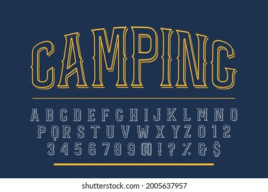 vintage alphabet font, typeface vector  design, blue and orange style