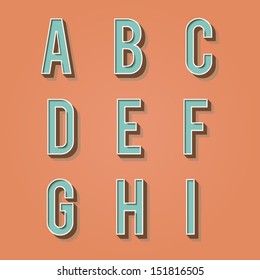 Vintage alphabet. Retro type font. 3d letters. Vintage letters for your design. Vector illustration EPS10
