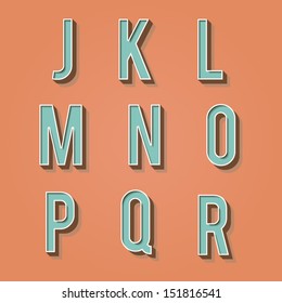 Vintage alphabet. Retro type font. 3d letters. Vintage letters for your design. Vector illustration EPS10