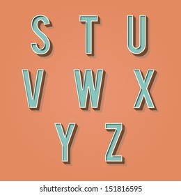 Vintage alphabet. Retro type font. 3d letters. Vintage letters for your design. Vector illustration EPS10