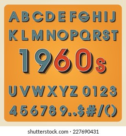 Vintage alphabet. Retro type font. 3d letters. Typography for your design. Vector illustration EPS10