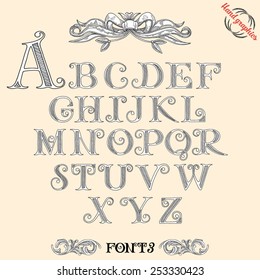 Vintage alphabet. Retro type font.