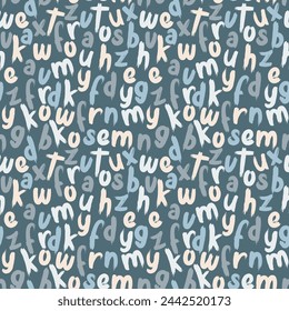 Vintage alphabet seamless pattern. Vector illustration for print, fabric, cover, packaging, interior decor, blog decoration and other your projects.