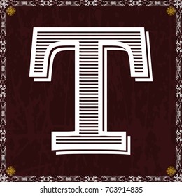 vintage alphabet typeface font and monogram floral lettering label design named t