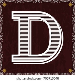 vintage alphabet typeface font and monogram floral lettering label design named d