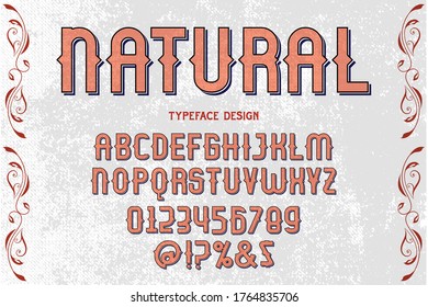 vintage alphabet, typeface vector, modern design, white and black style background name natural
