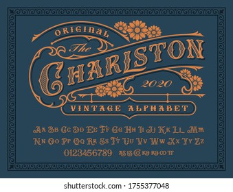 A Vintage alphabet with upper and lower case, numbers, and special ligatures as well. It is perfect for logo and packaging and label designs, short phrases, or headlines.