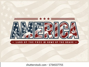 Vintage America Typography Logo. Editable EPS10 vector illustration with clipping mask and transparency.