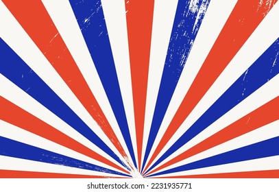 Vintage american background vector. Retro american flag radial illustration. Vintage USA rays banner