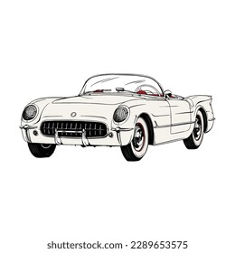 Vintage American Classic Sport Cars illustration vector line art svg