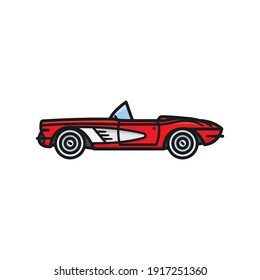 Vintage American convertible car isolated vector illustration for Collector Car Appreciation Day on July 10. 