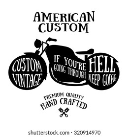 vintage american custom motocycles vector label