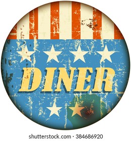 Vintage American Diner Sign, Retro Style, Vector Illustration