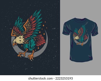 Vintage american eagle hand drawn t-shirt illustration