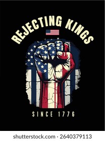 Vintage American Flag Fist Graphic with Rejecting Kings T-Shirt