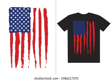 VINTAGE AMERICAN FLAG T-Shirt. American custom t-shirt design. Design template for t-shirt print, poster, cases, cover, banner, gift card, label sticker, flyer, mug.