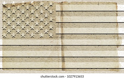 Vintage American flag.Old flag of USA.Vector illustration.