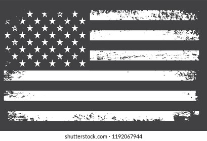 Vintage American Flag.Grunge Black And White USA Flag.EPS 10.