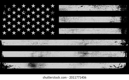 Vintage American flag.Grunge black and white USA flag.EPS 10