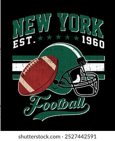 Vintage American Football Jeans Print for T-Shirt or Apparel. Old School Vector Graphics for Fashion and Print. Retro Art and Lettering