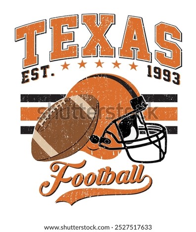 Vintage American Football Jeans Print for T-Shirt or Apparel. Old School Vector Graphics for Fashion and Print. Retro Art and Lettering.