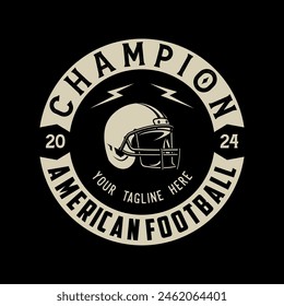 Vector de insignia de logotipo de Antiguas american football aislado. Plantilla de Vector con logotipo de fútbol. Etiqueta, emblema y elemento de diseño vintage de la liga de fútbol americano