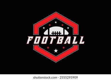 Vintage American Football logo badge vector isolated. Rugby logo vector template - American football logo in hexagon shape.