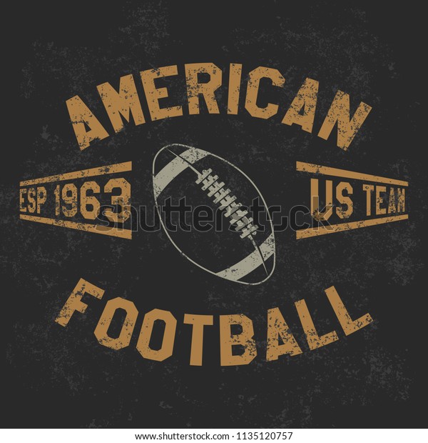 Vintage\
american football old grunge effect tee print vector design\
illustration. Premium quality superior retro car logo concept.\
T-shirt emblem, cloth branding or\
advertising.