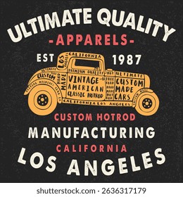 Vintage American Hotrod Car Vector Illustration Poster