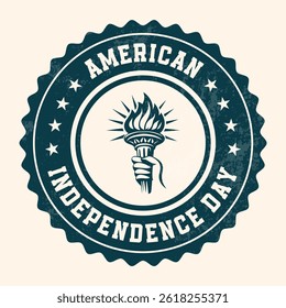 Vintage American Independence Day Torch Circle Badge