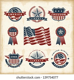 Vintage American labels set. Fully editable EPS10 vector.